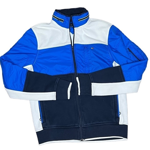 White & Blue Tommy Hilfiger Heavy Zip Up Jacket - Picture 1 of 5